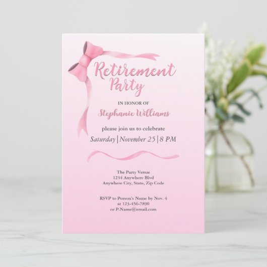 elegantes pinkfarbenes Party Einladung (Stehend Vorderseite)