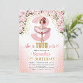 Elegantes pinkfarbenes Tutu Kleid Gold Mädchen 3. Einladung (Stehend Vorderseite)