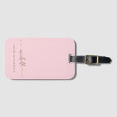 Elegantes Pinkgold-Kalligrafieschrift Monogramm Na Gepäckanhänger (Vorderseite (Horizontal))