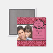 Elegantes Pinks Damask-Foto Speichern Sie das Datu Magnet (Vorderseite/Rückseite)