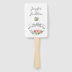 Elegantes PinkWatercolor Rose Bouquet Wedding Fächer