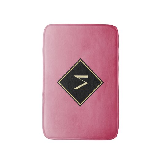 Elegantes Pinsel mit einfachem Goldmonogramm Badematte (Vorderseite Vertikal)