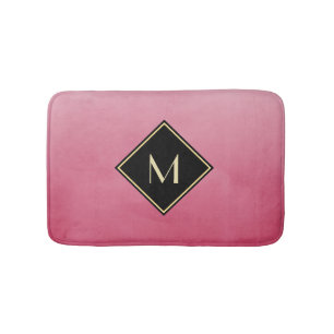 Elegantes Pinsel mit einfachem Goldmonogramm Badematte