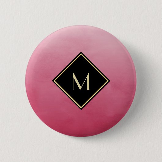 Elegantes Pinsel mit einfachem Goldmonogramm Button (Vorderseite)