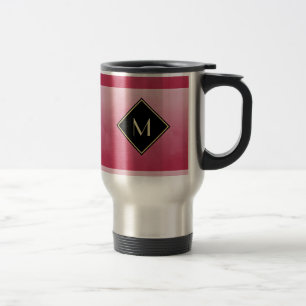 Elegantes Pinsel mit einfachem Goldmonogramm Reisebecher