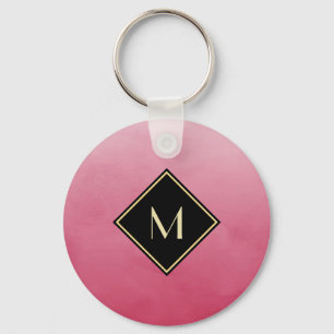 Elegantes Pinsel mit einfachem Goldmonogramm Schlüsselanhänger