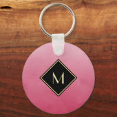 Elegantes Pinsel mit einfachem Goldmonogramm Schlüsselanhänger (Vorderseite)