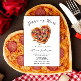 Elegantes Pizza My Heart Italienisches Brautparty Einladung
