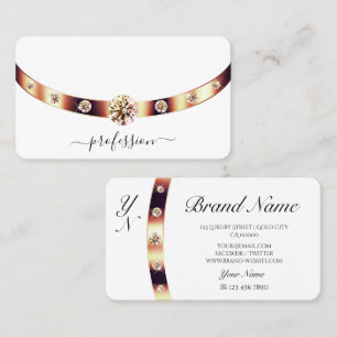 Elegantes Plain Weiß mit Roségold-Dekor-Monogramm Visitenkarte
