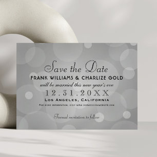 Elegantes Platingrau Champagner-Blasen-Hochzeit Save The Date