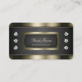 Elegantes Platinum Silber und Schwarz mit Diamante Visitenkarte (Vorderseite)