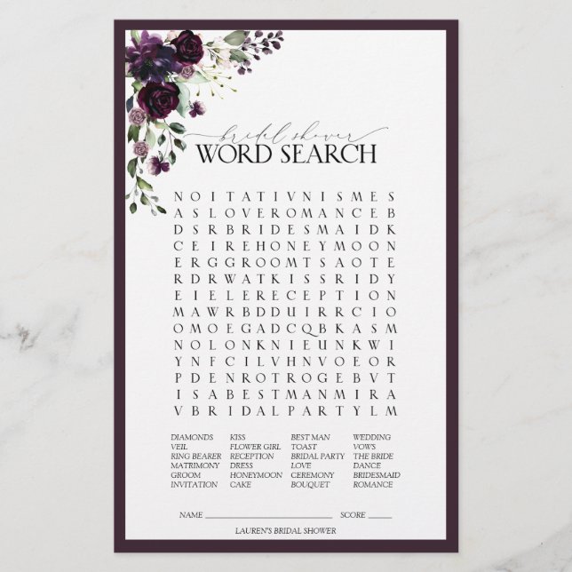 Elegantes Plum Lila Brautparty (Vorderseite)