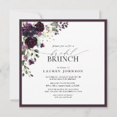 Elegantes Plum Lila Floral Bridal Brunch Einladung (Vorderseite)