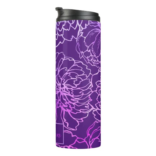 Elegantes Plum Modernes Monogramm Thermosbecher (Nach rechts gedreht)