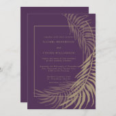 Elegantes Plum und Taupe Hochzeit Einladung (Vorne/Hinten)