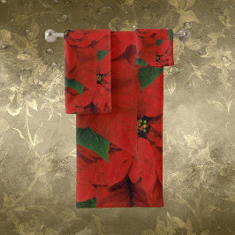 Elegantes Poinsettia Badetuch Set