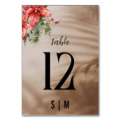 Elegantes Poinsettia Blumenstrauß Tischnummer (Rückseite)