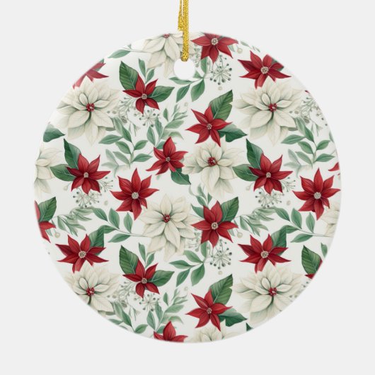 Elegantes Poinsettia Foto Keramik Ornament (Hinten)