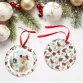 Elegantes Poinsettia Foto Keramik Ornament