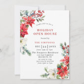 Elegantes Poinsettia Open House Weihnachts-Party Einladung (Vorderseite)