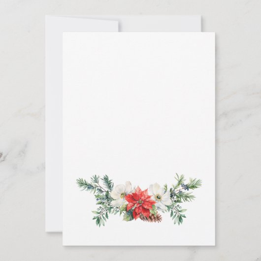 Elegantes Poinsettia Open House Weihnachts-Party Einladung (Rückseite)