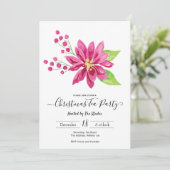 Elegantes Poinsettia Party Einladung (Stehend Vorderseite)