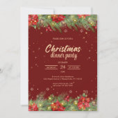Elegantes Poinsettia Weihnachtsabend Party Einladung (Vorderseite)