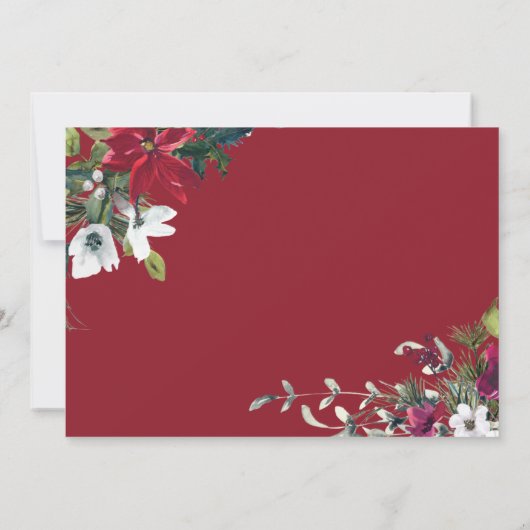 Elegantes Poinsettia Weihnachtsfeiertag Open House Einladung (Rückseite)