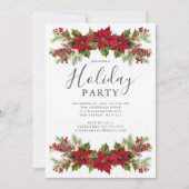 Elegantes Poinsettia Weihnachtsfest Party Einladung (Vorderseite)