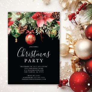 Elegantes Poinsettia Weihnachtsfest Party Einladung