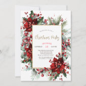 Elegantes Poinsettia Weihnachtsfest Party Einladung (Vorderseite)