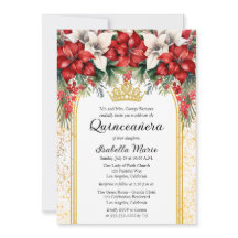 Elegantes Poinsettias Floral Quinceañera Party