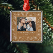Elegantes Poinsettias und Pinecones Toffee Foto Ornament Aus Metall