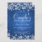 Elegantes Polterabend-Winter-Schein-Blau Einladung (Vorne/Hinten)