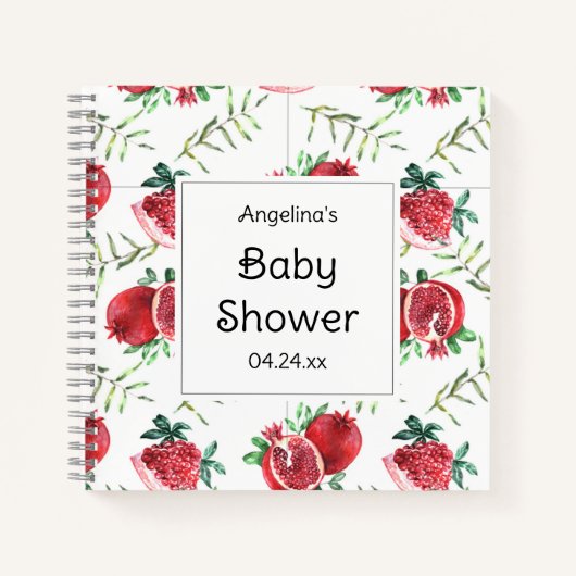 Elegantes Pomegranate Baby Shower Gift List Notebo Notizblock (Vorderseite)
