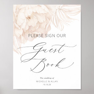Elegantes Pony in Beige-Hochzeitsegler-Gästebuch Poster