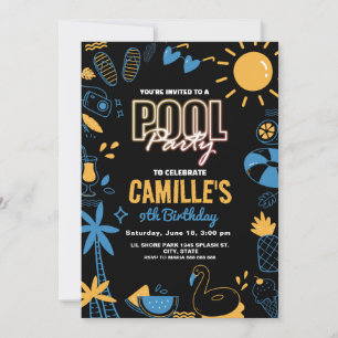 Elegantes Pool Party Geburtstagseinladung Einladung