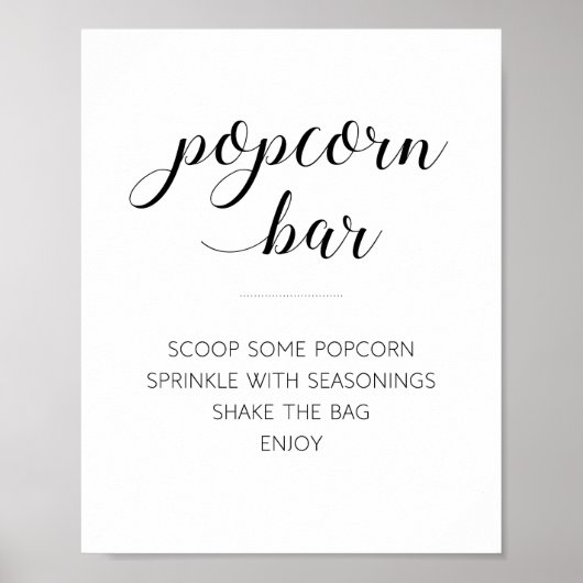 Elegantes Popcorn Bar Buffet Hochzeitszeichen Poster (Vorne)