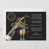 Elegantes Popped Champagne Silvester Party Einladung (Vorderseite)