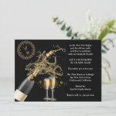 Elegantes Popped Champagne Silvester Party Einladung (Stehend Vorderseite)