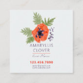 Elegantes Poppies Orange Watercolor Muster Quadratische Visitenkarte (Rückseite)