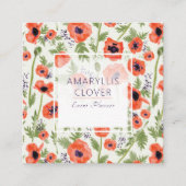 Elegantes Poppies Orange Watercolor Muster Quadratische Visitenkarte (Vorderseite)