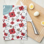 Elegantes Poppies- und Berries-Mustermonogramm Geschirrtuch (Viertel Falte)