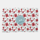 Elegantes Poppies- und Berries-Mustermonogramm Geschirrtuch (Horizontal)