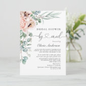 Elegantes Poppy Eukalyptus Brautparty per Post Einladung (Stehend Vorderseite)