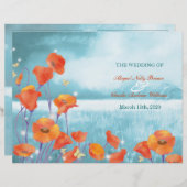 Elegantes Poppy Field Wedding Bi Fold Programm (Vorne/Hinten)