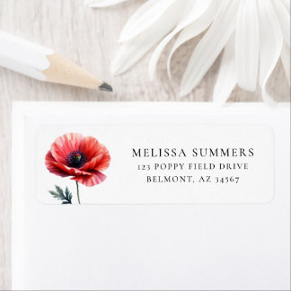 Elegantes Poppy-Rücksendeadresse-Label