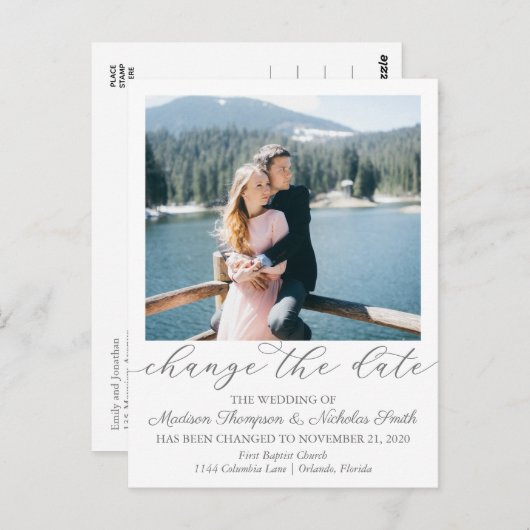 Elegantes Portrait Bild ändern Datum Postkarte (Vorne/Hinten)