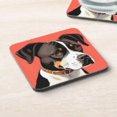 Elegantes Portrait eines schwarzen und weißen Hund Getränkeuntersetzer (Linke Seite)