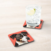 Elegantes Portrait eines schwarzen und weißen Hund Getränkeuntersetzer (Rechte Seite)